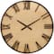 28" Light Brown Wall Clock with Black Metal Frame